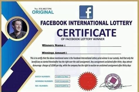 facebook lottery program|certificate for facebook lottery.